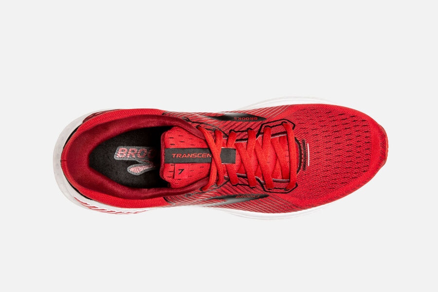 Brooks Running Shoes - Transcend 7 Road Mens - Red/Black - DJQ-631907